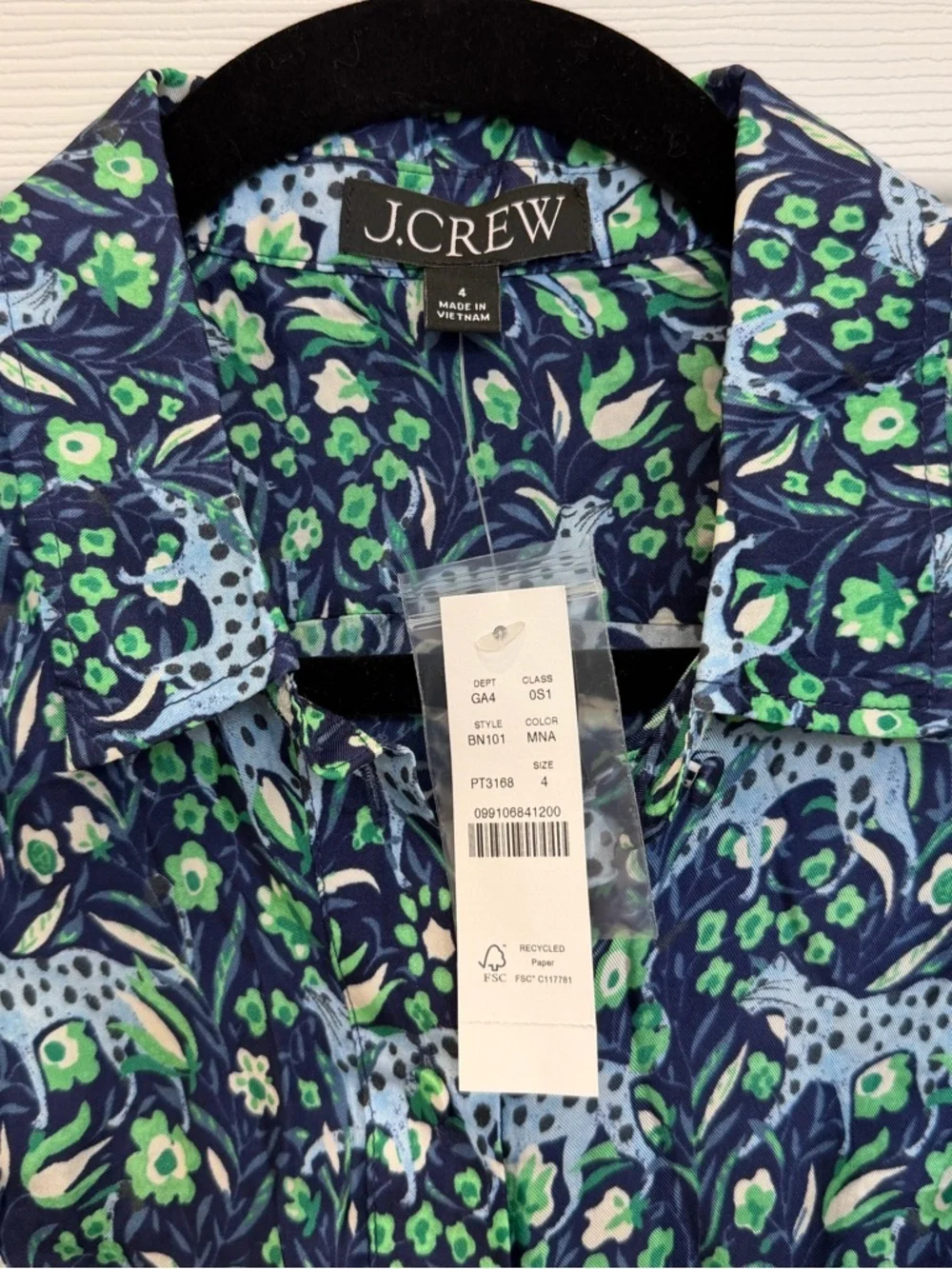 J. Crew Button-front midi dress in fauna floral NWT Size 4